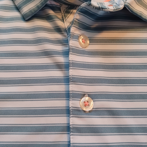 Maelreg Striped Light Blue Performance Golf Polo Men's Size Medium - Picture 4 of 8
